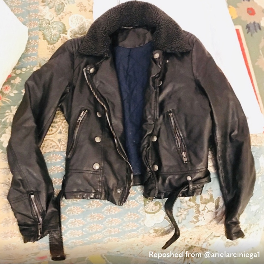 Free People Faux Leather Jacket; Size Large
